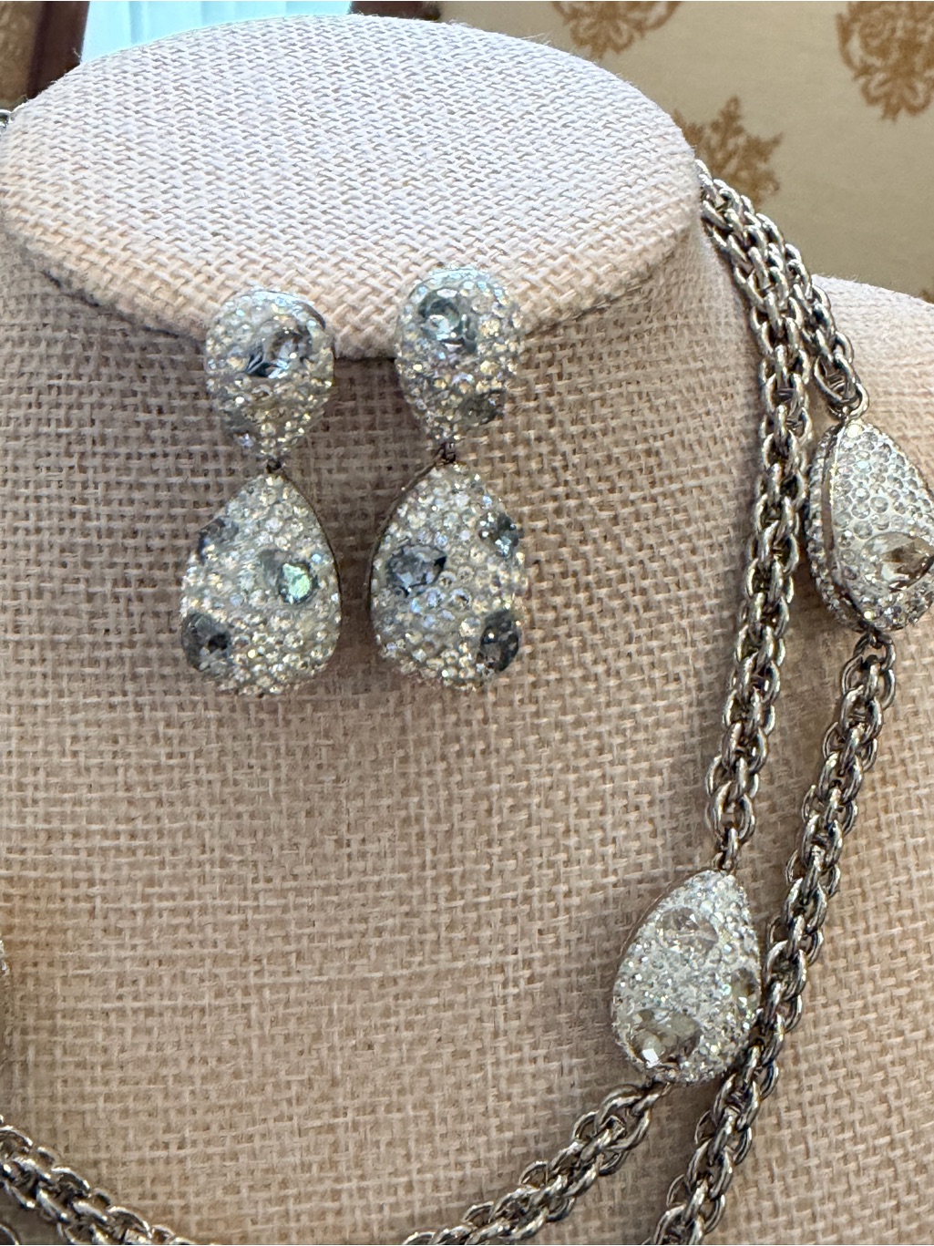 Atelier Swarovski Moselle Silver Crystal Pave Teardrop Earrings